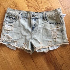 NWT Studded Frayed Denim shorts